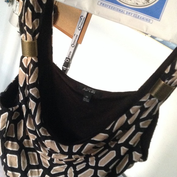 NWOT Apt. 9 tan vintage-looking geometric dress - Picture 3 of 3