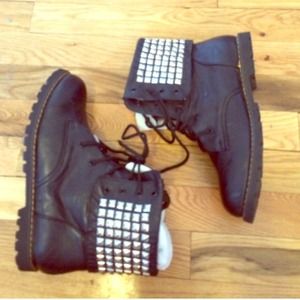 L37 Black Studded Ankle Combat Boots