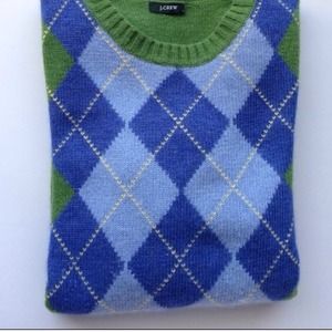 J.crew argyle 3/4 sleeve wool sweater
