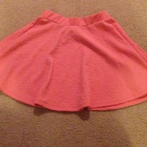 Pink flowered textured skater skirt