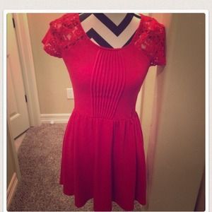 Red lace dress with pictures