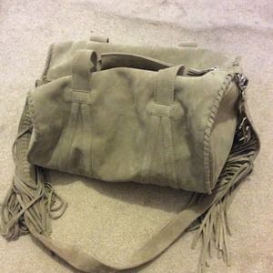 Zara suede barrel bag with fringe strap