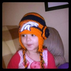 Hand crocheted inspired Denver Bronco Hat