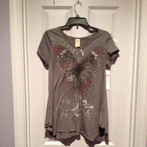 Gray butterfly top