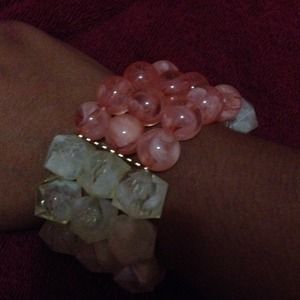 Peach and ivory bracelet