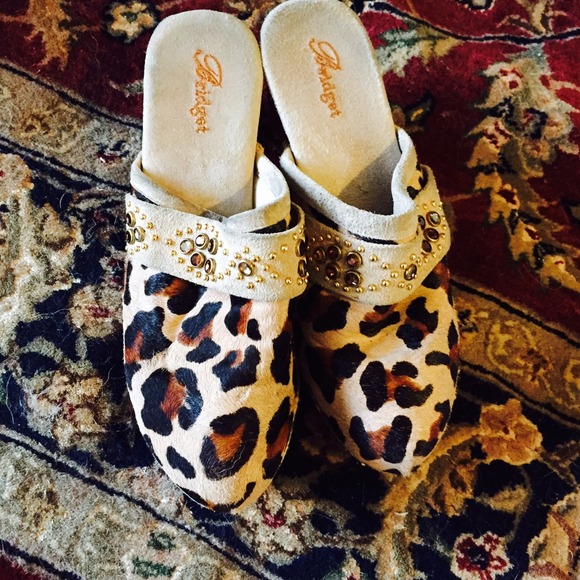 Pony Hair Leopard Clogs - Size 7
