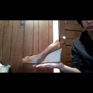 brown wedges with buckle