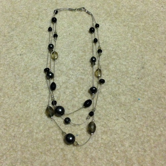 Silver and black 3-strand necklace