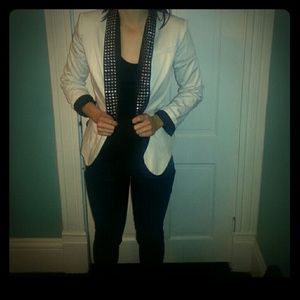 Black and white studded blazer