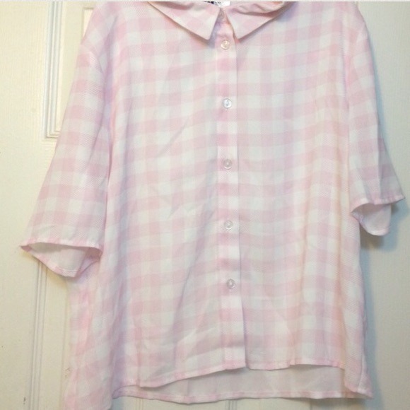 Checkered Button Up Short Sleeve Top