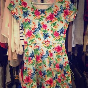 Forever21 tropical floral skater dress