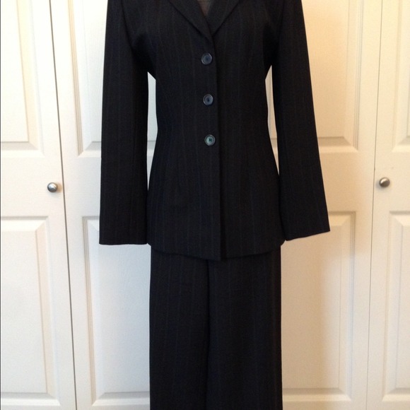 Ann Taylor Black Pinstriped Suit