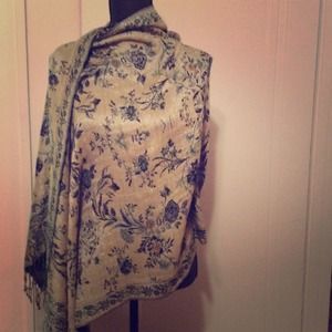Large gold, green, and navy scarf