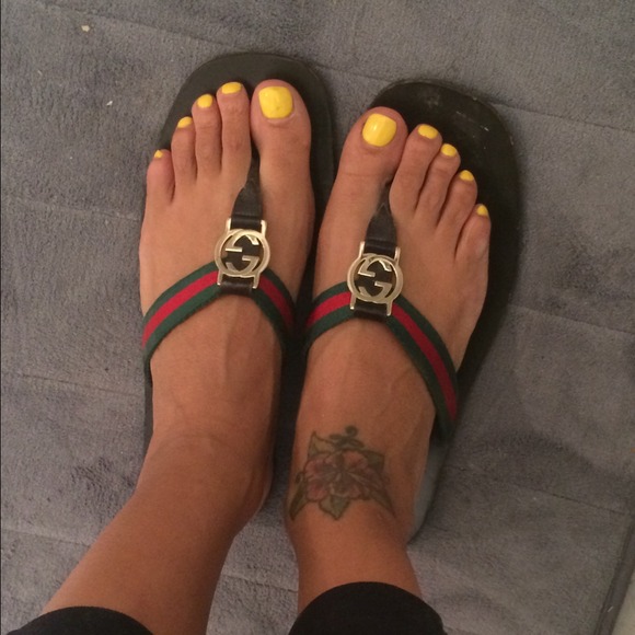 Brown Gucci sandals