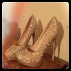 Gold high heels