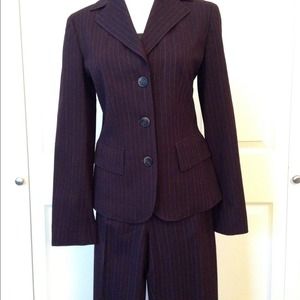 Ann Klein Aubergine Pinstriped Suit