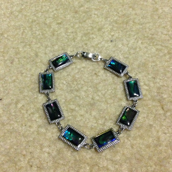 Silver and green bracelet