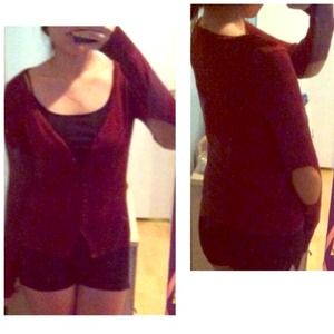Burgundy elbow padded cardigan