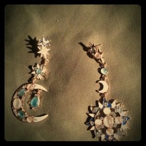Beautiful gold moon and sun earrings