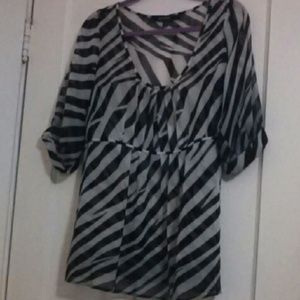 Sheer zebra print babydoll shirt