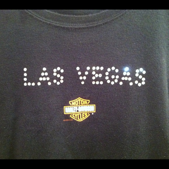 Black Harley Davidson Tee Shirt W/ Crystals - Picture 2 of 4