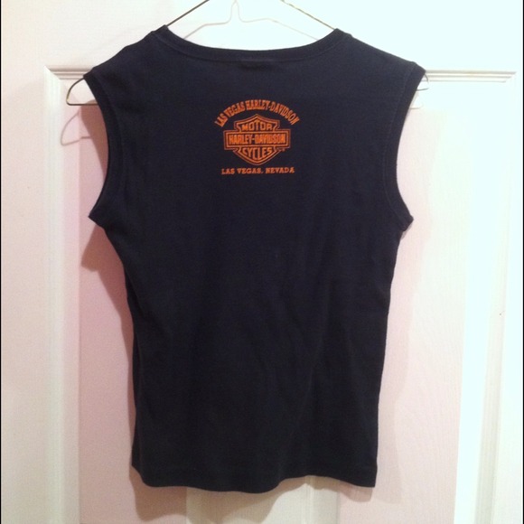 Black Harley Davidson Tee Shirt W/ Crystals - Picture 3 of 4