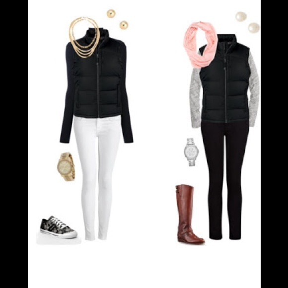 Express women's black down jacket vest, size med