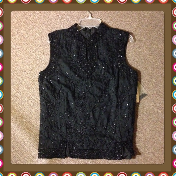 BLACK BEADED TOP Price Drop!