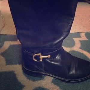 (SOLD)Nine West riding boots with gold buckle sz 7