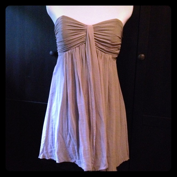 Express Grey chiffon strapless dress