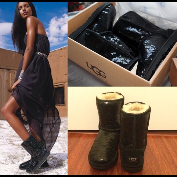 ugg boots black glitter