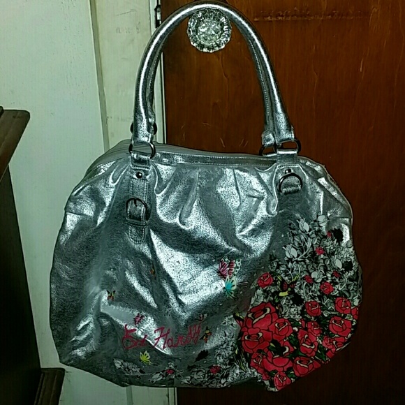 Ed hardy large grey purse