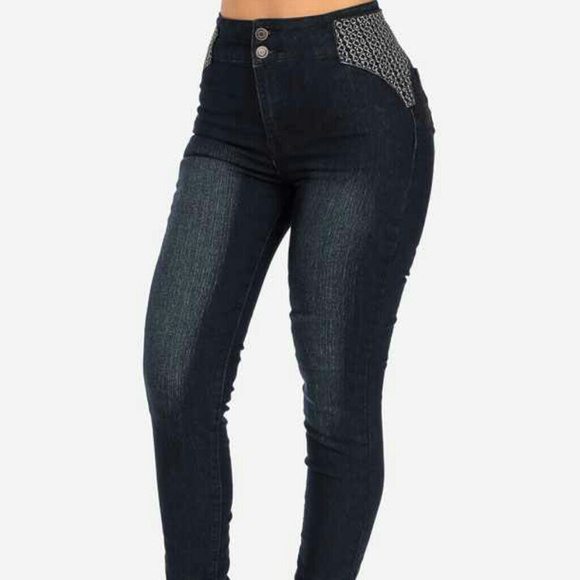 SIZE 7 High waist stitching jeans
