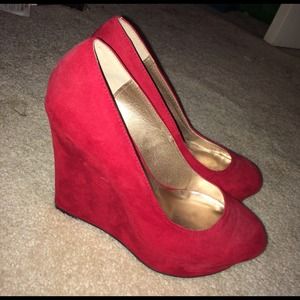 Red Suede Wedges
