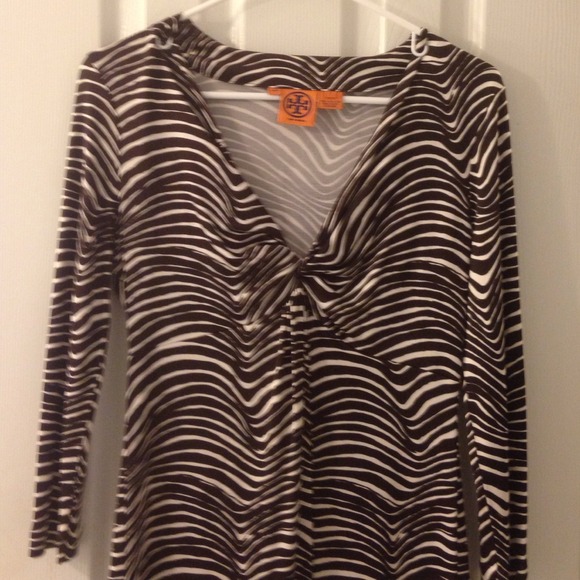 Tory birch silk zebra print 3/4 length sleeve