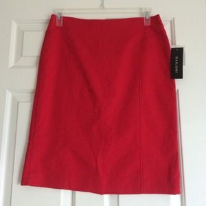 Red knee length skirt