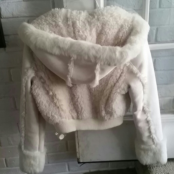 Cream faux fur ultra suede jacket