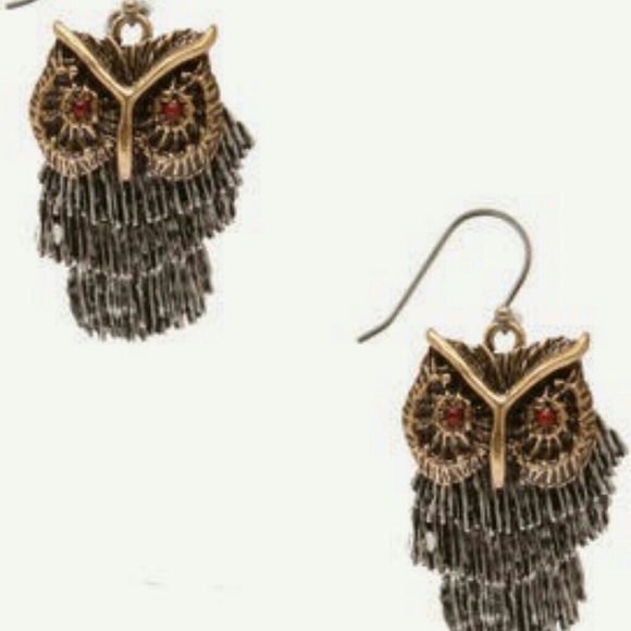 LUCKY BRAND SHAKY🦉 OWL DROP EARRINGS NWOT 2-1/4" DROP  "PICK HOST"