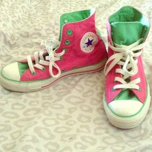Pink, Green & White Converse