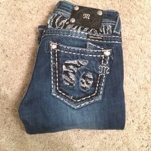 Rhinestone Zebra Miss Me Jeans
