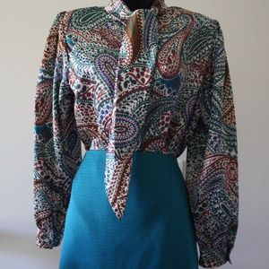 Printed Vintage Bow Blouse