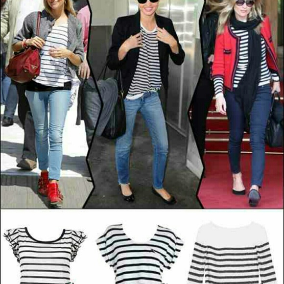 Black and white Stripped tee shirt.