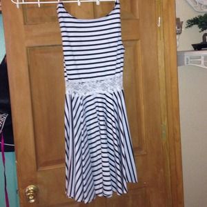 Stripped Dress w/ lace