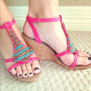 Never worn, pink wedges! Adorable!!