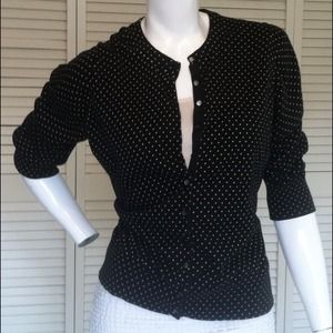 Black & off white polka dot button front cardigan
