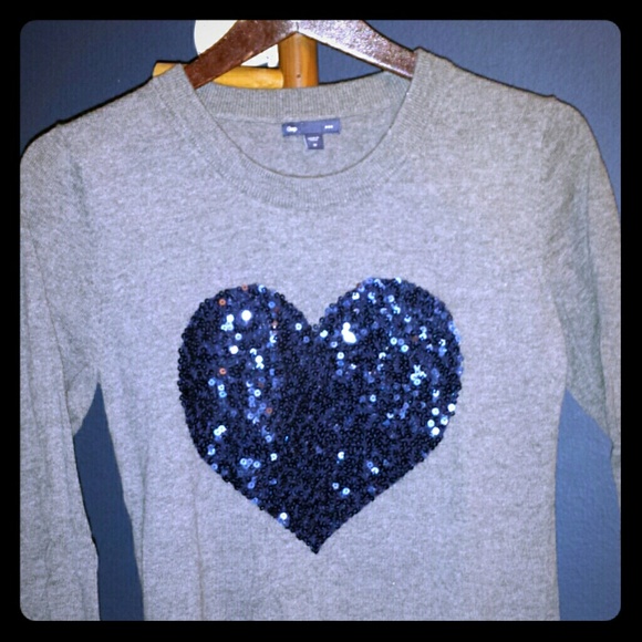 GAP Sequin Heart Sweater So cute!
