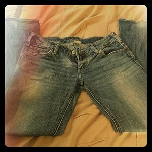 Women's silver jeans.