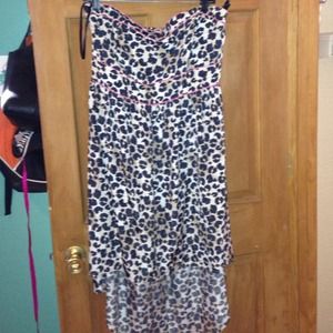 Strapless Cheetah low-High dress
