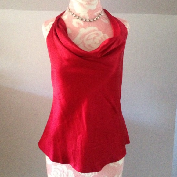 Red silk halter top