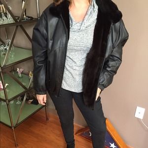 🚫SOLD Reversible mink and leather jacket